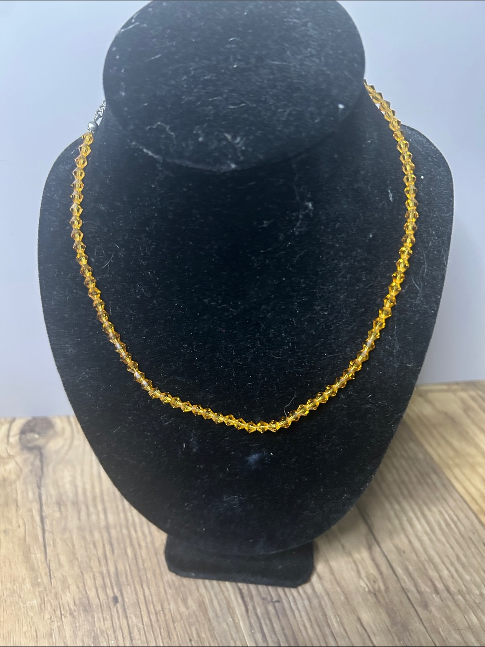 Handcrafted Amber Crystal Bead Necklace - Yellow